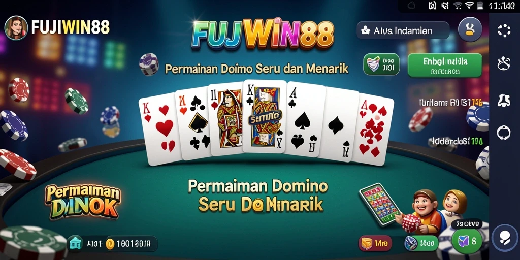 Screenshot gameplay <strong>FUJIWIN88</strong> yang menunjukkan keseruan bermain Domino.