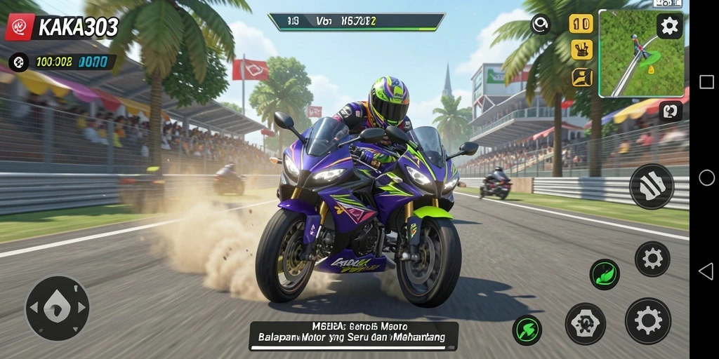 Screenshot KAKA303 menampilkan aksi balapan motor yang mendebarkan.