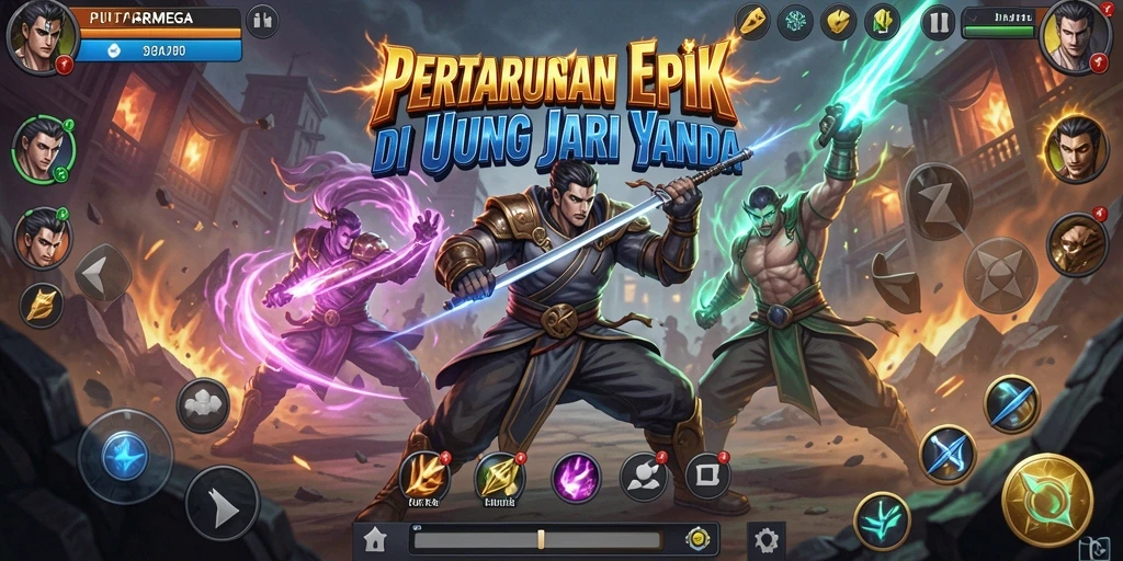Tangkapan layar gameplay PUTARMEGA menampilkan aksi pertarungan yang seru.