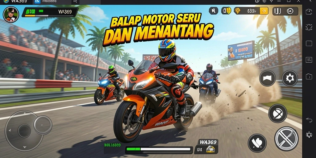 Gameplay seru balap motor di WA369 dengan berbagai trek menantang.